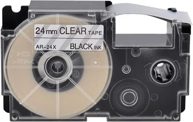 Main image of 20 X Compatible with Cassette Label Tape XR24X XR-24X XR-24X2S XR24X2S Black on Clear 24mm 1 inch x 26.2 Feet Replacement for CWL300 KL-430 KL-820 KL-7000 KL-7200 KL-8100 Label Maker