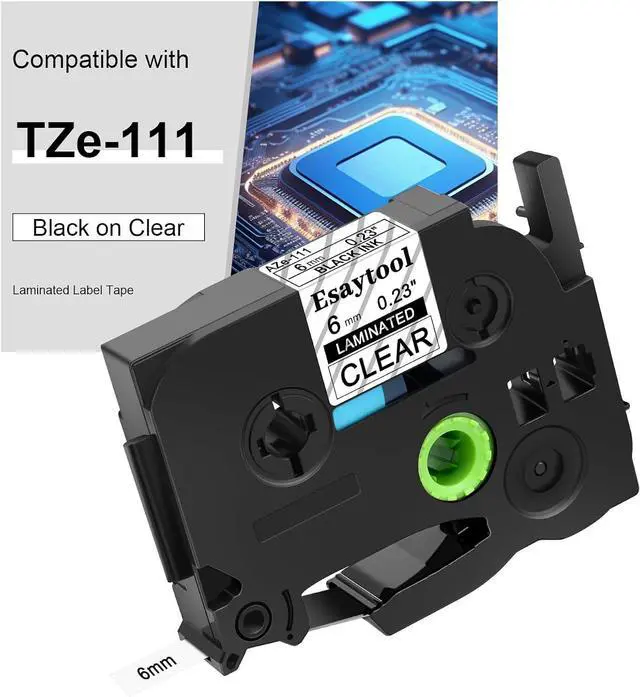 Main image of 40 X Compatible with P-Touch TZe-111 AZE-111 TZ-111 Black on Clear 6mm 0.23'' Laminated Label Tape Replacement for Ptouch PT-H100 PT-D200 PT-P700 PT-1000 PT-2030 Label Maker