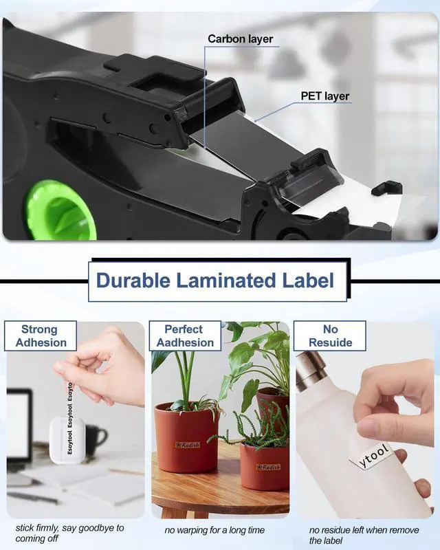 Alt view image 5 of 7 - 40 X Compatible with P-Touch TZe-111 AZE-111 TZ-111 Black on Clear 6mm 0.23'' Laminated Label Tape Replacement for Ptouch PT-H100 PT-D200 PT-P700 PT-1000 PT-2030 Label Maker