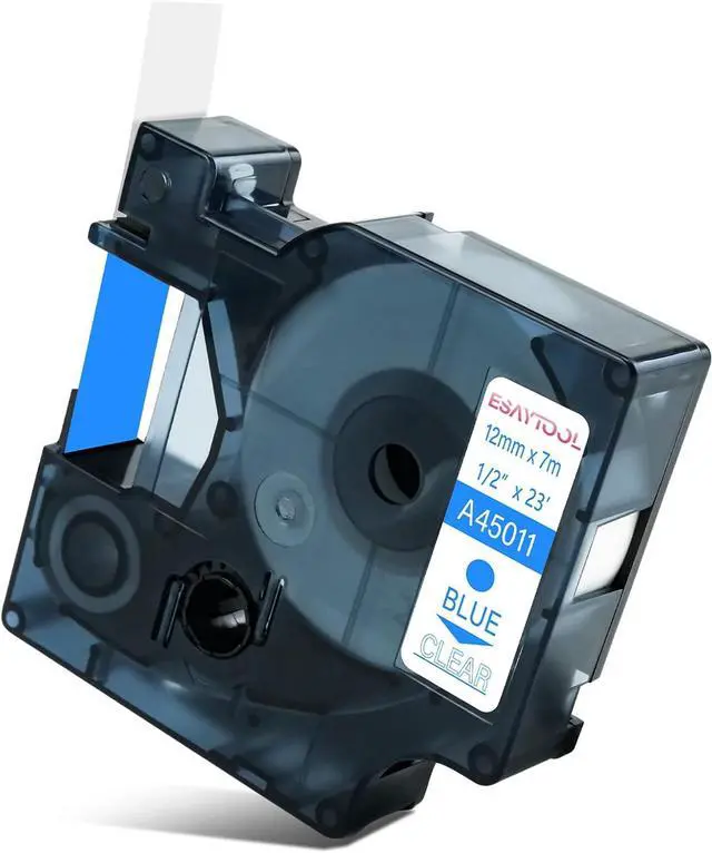 Main image of 20 X Compatible with Dymo D1 Label Tape 45011 A45011 45011S 45111 S0720510 Blue on Clear 12mm 1/2 inch x 23 Feet Replacement for Dymo Label Maker LabelManager 160 420P 210D 280 360D PnP