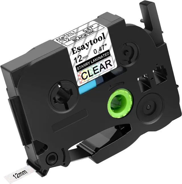 Main image of 20 X Compatible with P-Touch TZe-131L1 AZE-131L1 TZ-131L1 12mm 0.47'' Black on Starry Clear Rainbow Glitter Bling Embellish Tape Replacement for Ptouch PT-H100 PT-D200 PT-P700 Label Maker