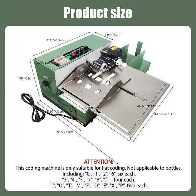 Alt view image 2 of 7 - MY-380F Solid-Ink Coding Machine, Widened Automatic Ink Wheel Continuous Coding Machine, Stainless Steel Quick Drying Ink Printer for Flat Printing 110V