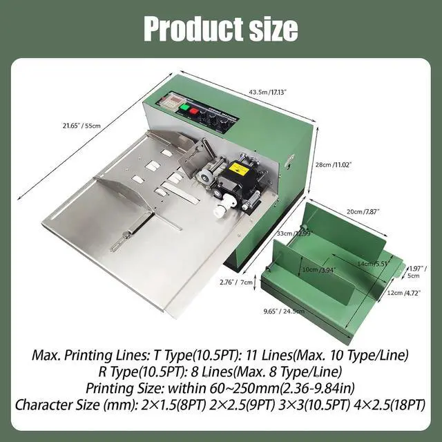 Alt view image 3 of 7 - MY-380F Solid-Ink Coding Machine, Widened Automatic Ink Wheel Continuous Coding Machine, Stainless Steel Quick Drying Ink Printer for Flat Printing 110V