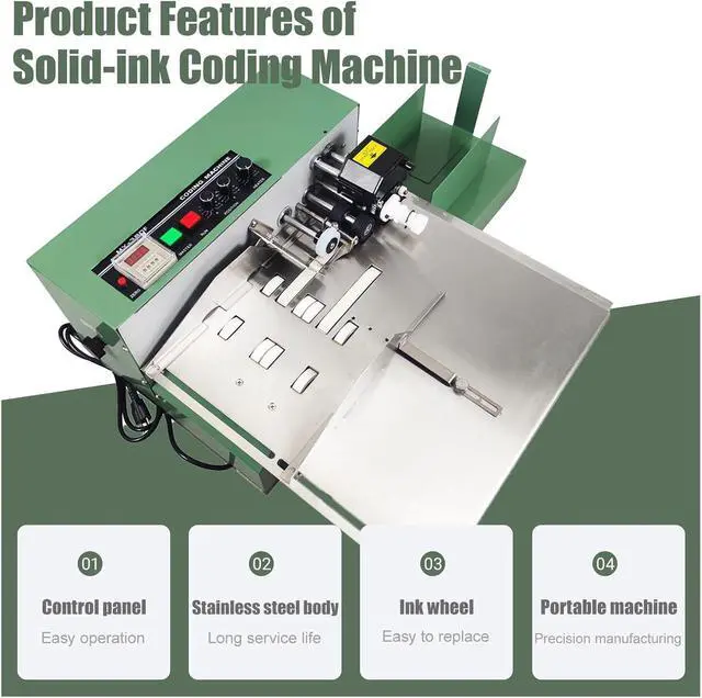 Alt view image 5 of 7 - MY-380F Solid-Ink Coding Machine, Widened Automatic Ink Wheel Continuous Coding Machine, Stainless Steel Quick Drying Ink Printer for Flat Printing 110V