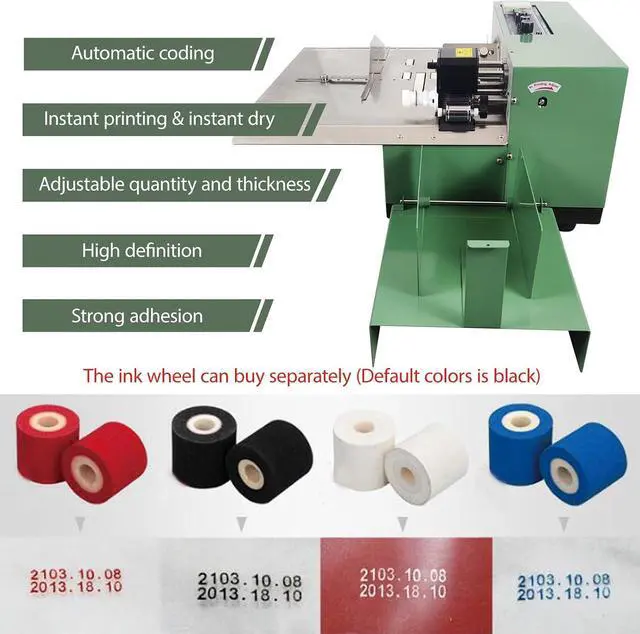 Alt view image 6 of 7 - MY-380F Solid-Ink Coding Machine, Widened Automatic Ink Wheel Continuous Coding Machine, Stainless Steel Quick Drying Ink Printer for Flat Printing 110V