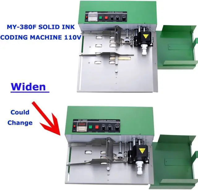 Alt view image 7 of 7 - MY-380F Solid-Ink Coding Machine, Widened Automatic Ink Wheel Continuous Coding Machine, Stainless Steel Quick Drying Ink Printer for Flat Printing 110V