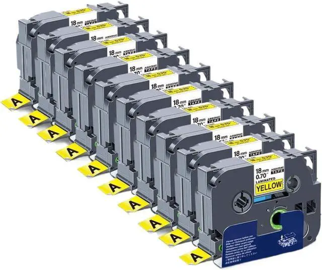Main image of Printer Ribbon 10PCS 18mm Laminated Label 641 Black On Yellow Compatible with Maker