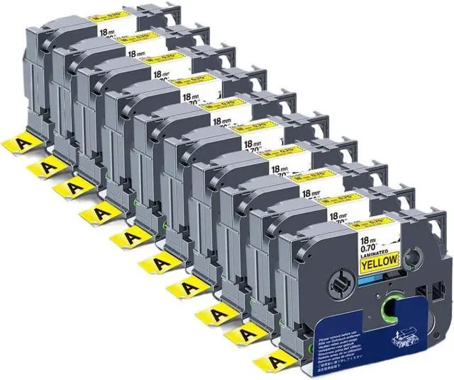 Main image of 10PCS Printer Ribbon 18mm Laminated Label 641 Black On Yellow Compatible with 641 Maker Universal Fit Third Party Replacement