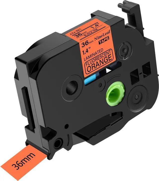 Main image of NineLeaf 20PK 36mm Label Tape Compatible for Brother P-Touch TZe-B61 1-1/2'' Black on Orange TZe TZ Tape 36mm 1.4'' Laminated Orange TZ-B61 for Ptouch PT-P910BT P900W P950W PT-530 PT-550 Label Maker