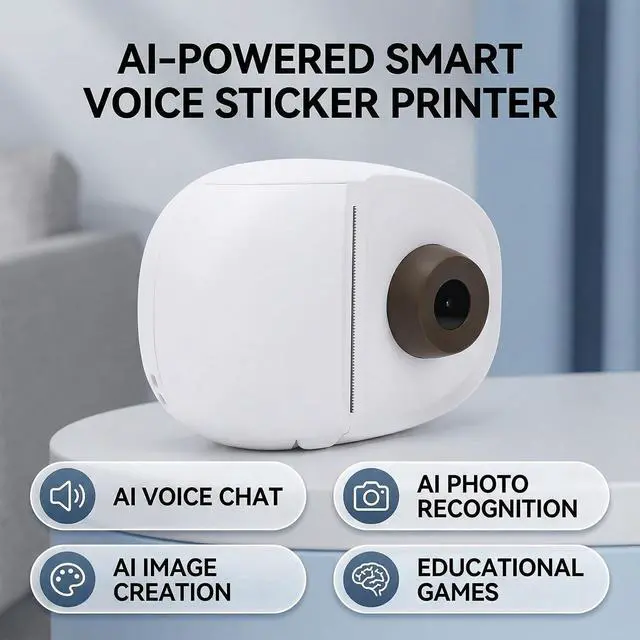 Alt view image 6 of 7 - Naroote AI Voice Sticker Printer 2.8 Inch Touchscreen Inkless Thermal Label Printer with AI Photo Recognition Puzzle Game Voice Chat for Study Notes & Organization, Creative Gift