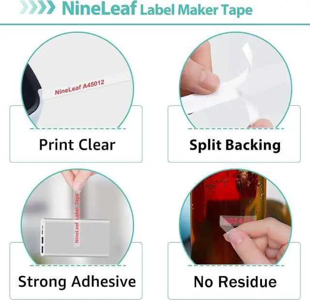 Alt view image 4 of 7 - NineLeaf 30PK Compatible for Dymo 45012 12mm Red on Clear D1 Label Tape