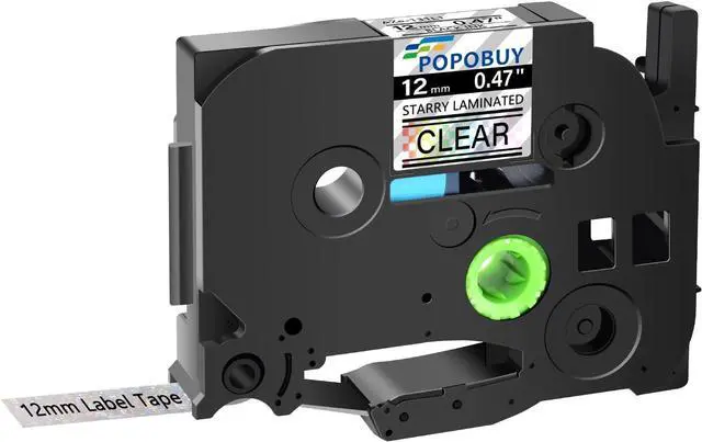 Main image of 20 PK AZe 12mm 0.47 inch Laminated Starry Glitter Rainbow Tape Compatible for Ptouch TZ-131L1 TZe-131L AZe-131L1 Label Tape for PT-D210 D220 D400 D600 H110 Label Maker, Black on Starry Clear