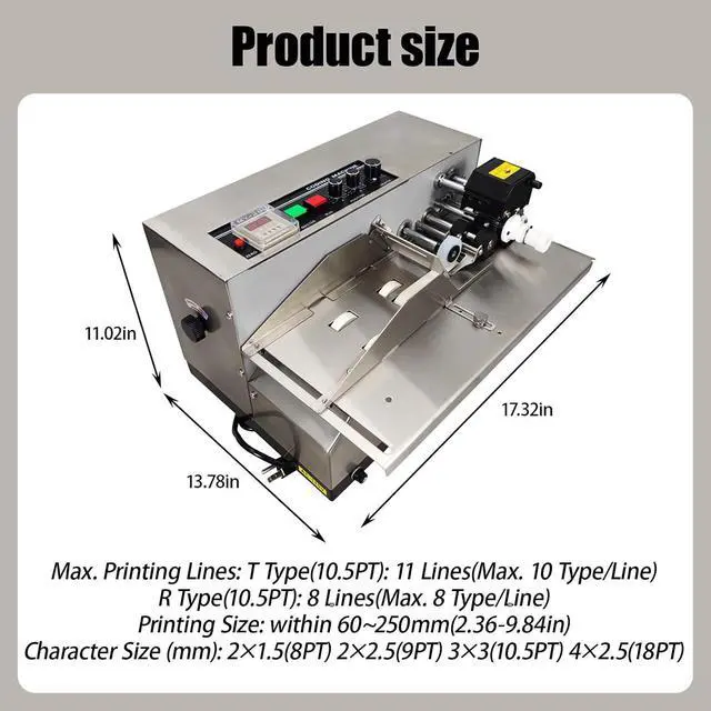 Alt view image 3 of 7 - MY-380F Solid-Ink Coding Machine, 110V Auto Ink Wheel Continuous Coding Machine, Stainless Steel Quick Drying Ink Printer for Flat Printing