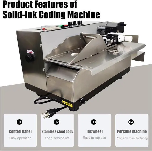 Alt view image 5 of 7 - MY-380F Solid-Ink Coding Machine, 110V Auto Ink Wheel Continuous Coding Machine, Stainless Steel Quick Drying Ink Printer for Flat Printing