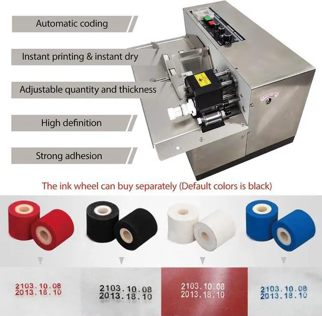 Alt view image 6 of 7 - MY-380F Solid-Ink Coding Machine, 110V Auto Ink Wheel Continuous Coding Machine, Stainless Steel Quick Drying Ink Printer for Flat Printing