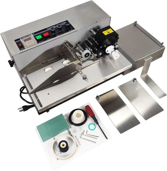 Alt view image 7 of 7 - MY-380F Solid-Ink Coding Machine, 110V Auto Ink Wheel Continuous Coding Machine, Stainless Steel Quick Drying Ink Printer for Flat Printing