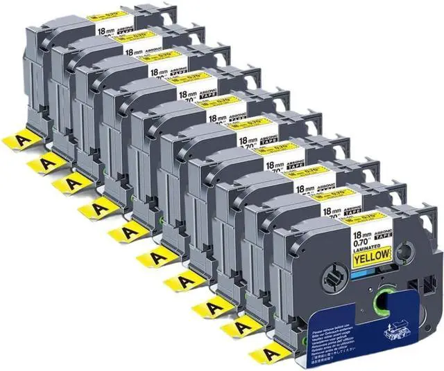 Main image of 10PCS 18mm Laminated Label Printer Ribbon Black On Yellow Compatible with Printer Supplies for Part Number 641
