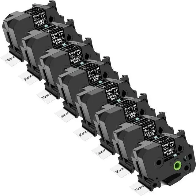 Main image of 8 X Compatible with STe-161 STe161 ST-161 ST161 Stencil Metal Etching Tape Black on Clear 36mm x 3m Replacement for PT-1500PC PT-1600 PT-1700 PT-1750 PT-1750SC PT-1800 PT-1810 Label Maker