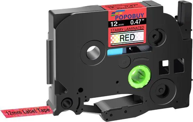 Main image of 20 PK AZe 12mm 0.47 inch Laminated Starry Glitter Rainbow Tape Compatible for Ptouch TZ-431L1 TZe-431L1 AZe-431L1 Label Tape for PT-D210 D220 D400 D600 H110 Label Maker, Black on Starry Red