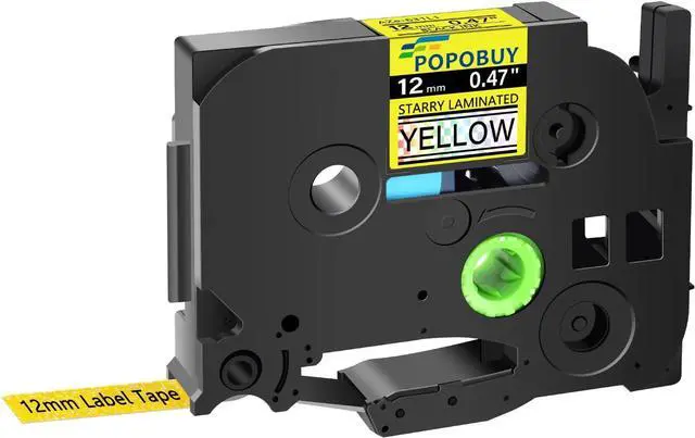 Main image of 20 PK AZe 12mm 0.47 inch Laminated Starry Glitter Rainbow Tape Compatible for Ptouch TZ-631L1 TZe-631L1 AZe-631L1 Label Tape for PT-D210 D220 D400 D600 H110 Label Maker, Black on Starry Yellow