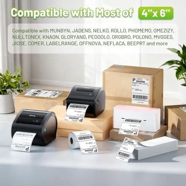 Alt view image 5 of 6 - D520 Shipping Label Printer 4x6 - Thermal Label Printer for Small Business&2500Pcs 4x6 Thermal Labels,Compatible with JADENS, ASprink, Phomemo, Rollo, Zebra and Other Thermal Printers