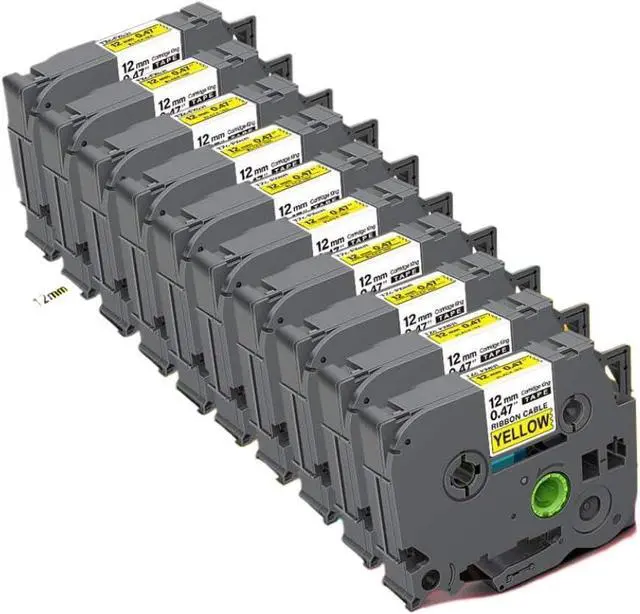 Alt view image 7 of 7 - 10PK 12mm TZ Yellow Tape TZ-FX631 TZFX631 Flexible ID Wire Label Cassette Ribbon Compatible with Label Maker