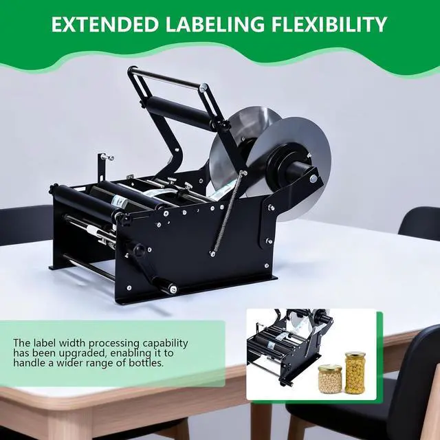 Alt view image 3 of 7 - Manual Bottle Labeling Machine with Handle Label Applicator Machine 15-30pcs/min Sticker Label Applicate Machines Adjustable Round Bottle Labeler for Bottles Diameter 0.6-4.72 in