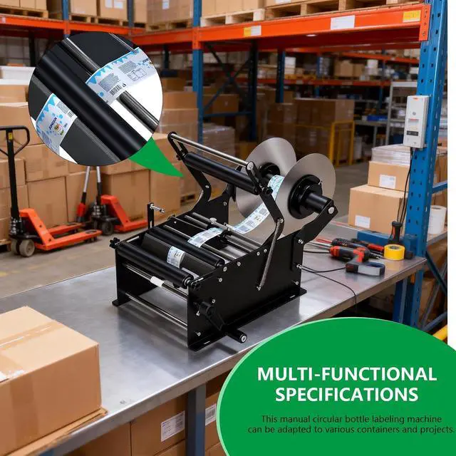 Alt view image 5 of 7 - Manual Bottle Labeling Machine with Handle Label Applicator Machine 15-30pcs/min Sticker Label Applicate Machines Adjustable Round Bottle Labeler for Bottles Diameter 0.6-4.72 in