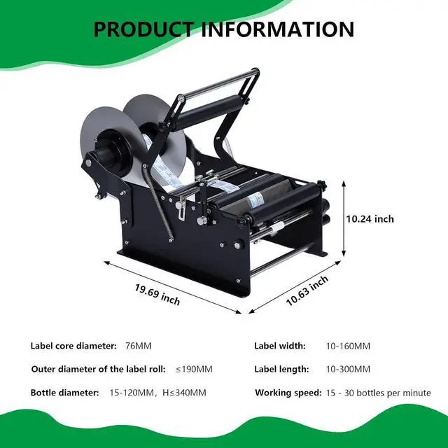 Alt view image 6 of 7 - Manual Bottle Labeling Machine with Handle Label Applicator Machine 15-30pcs/min Sticker Label Applicate Machines Adjustable Round Bottle Labeler for Bottles Diameter 0.6-4.72 in