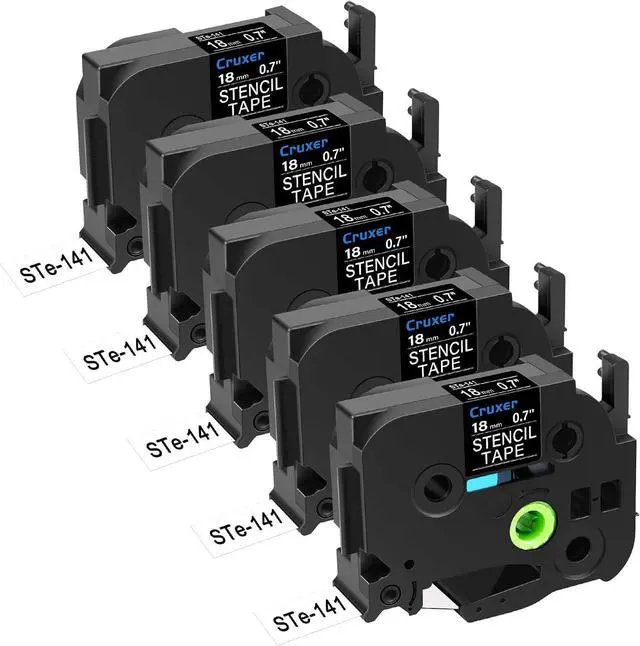 Main image of Cruxer 5 Pack Replacement for P-Touch STe-141 ST141 ST-141 STe141 Electro-Chemical Etching Label Stencil Metal Tape 18mm 0.7 3/4" for Ptouch PT-D400 D450 E500 D600 H300 E300 P710BT 2600 2610 Makers