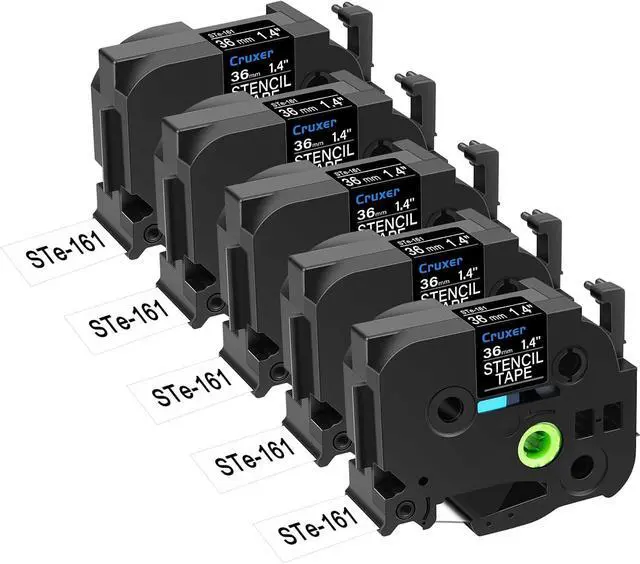Main image of Cruxer 5 Pack Replacement for P-Touch STe-161 ST161 ST-161 STe161 Electro-Chemical Etching Label Stencil Metal Tape 36mm 1.4" for Ptouch PT530 550 3600 9200pc 9200dx 9400 9500pc 9600 9700PC Makers