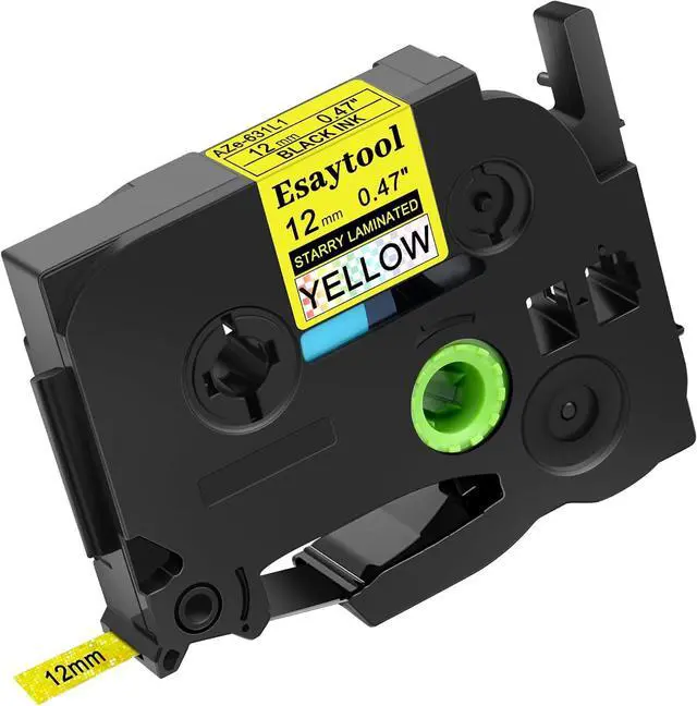 Main image of 20 X Compatible with P-Touch TZe-631L1 AZE-631L1 TZ-631L1 12mm 0.47'' Black on Starry Yellow Rainbow Glitter Bling Embellish Tape Replacement for Ptouch PT-H100 PT-D200 PT-P700 Label Maker