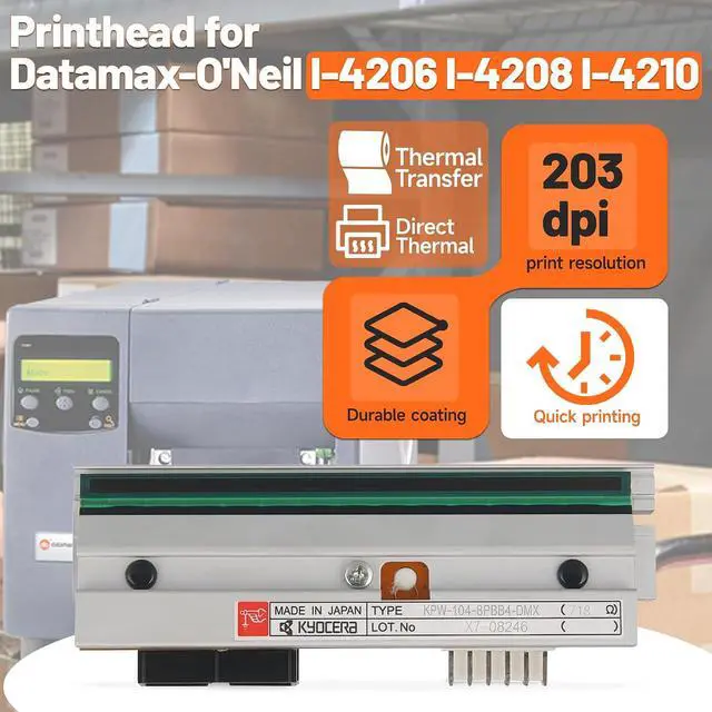 Alt view image 4 of 7 - GETPARTS PHD20-2181-01 New Printhead for Datamax-O'Neil I-4206 I-4208 I-4210 Thermal Barcode Industrial Label Printer 203dpi