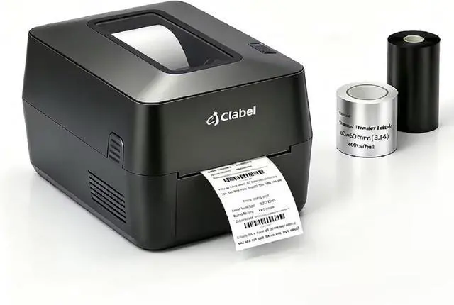 Main image of CLABEL X1 Thermal Transfer Printer Bundle 80x60mm Silver PET Labels + Full Resin Ribbon, 6IPS 203DPI Bluetooth Asset Tag Solution for Equipment Tracking, Warehouse & Office