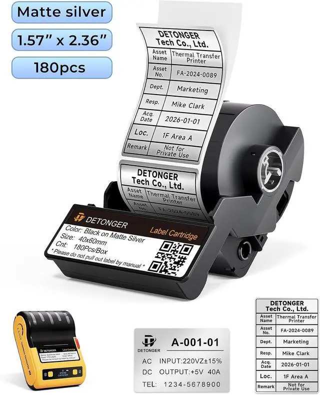 Alt view image 2 of 4 - DT5150P Printer+2 Cartridges Bundle (1.6"×2.4" White+1.6"×2.4" Silver)