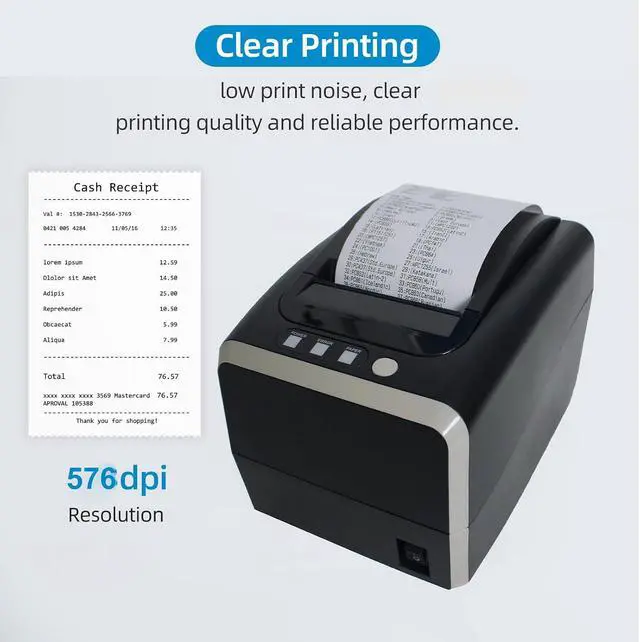 Alt view image 4 of 7 - 80mm Thermal Label Printer Desktop Thermal Receipt Printer, USB Serial Ethernet, 260mm s Auto Cutter, 1D 2D Barcode Printing for POS Retail Store Restaurant (US Plug)