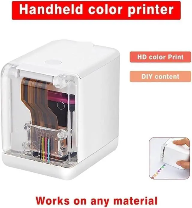 Alt view image 2 of 5 - Label Printer, Portable Inkjet Printer Mini Handheld Color Portable WiFi Mobile Deployment and Replacement Ink Cartridge Quick Print(Black Ink Cartridge)