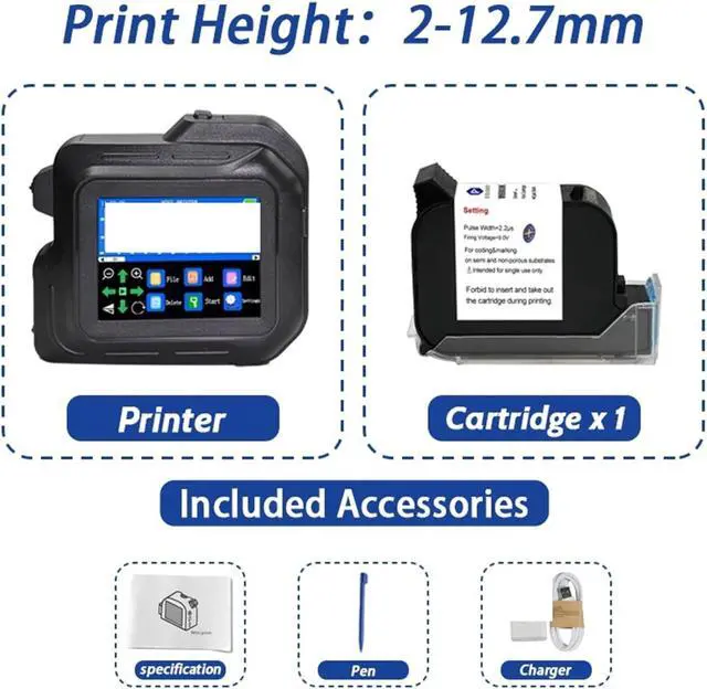 Alt view image 2 of 4 - 0.5Inch Portable Mini Printer Touchscreen Inkjet Printer Expire Date QR Barcode Label Printing Machine(with 1 Ink)