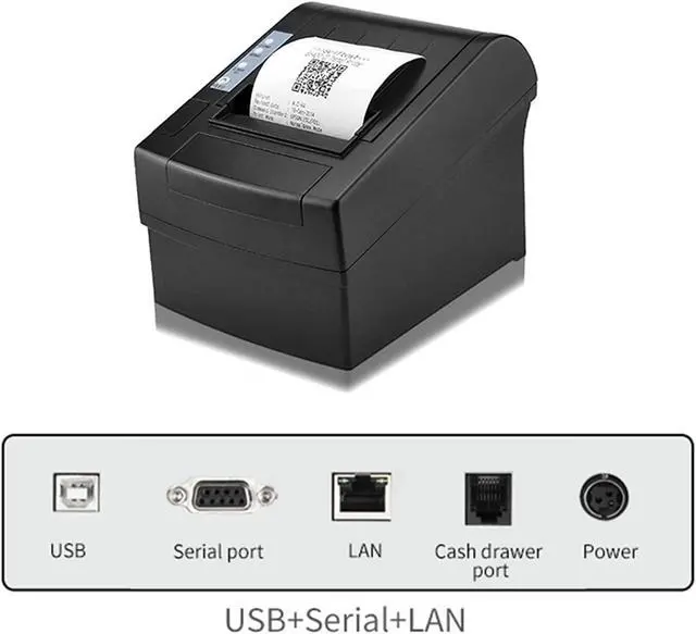 Alt view image 2 of 7 - Receipt Bill Printer 3inch 80mm Automatic 300mm/s Pos Tickets Printer USB Serial LAN Parallel Thermal Printer(USB Serial Network)