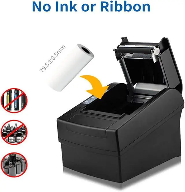 Alt view image 7 of 7 - Receipt Bill Printer 3inch 80mm Automatic 300mm/s Pos Tickets Printer USB Serial LAN Parallel Thermal Printer(USB Serial Network)
