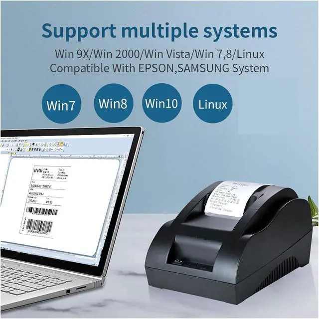 Alt view image 4 of 7 - 58IIZ Receipt Printer 58mm Small Black USB Interface Printer for Supermaket/Hospital Portable Derect Thermal Printer