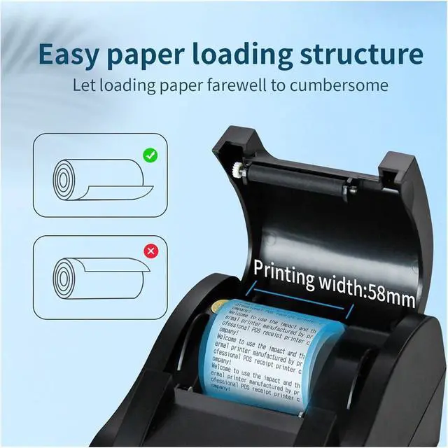 Alt view image 5 of 7 - 58IIZ Receipt Printer 58mm Small Black USB Interface Printer for Supermaket/Hospital Portable Derect Thermal Printer