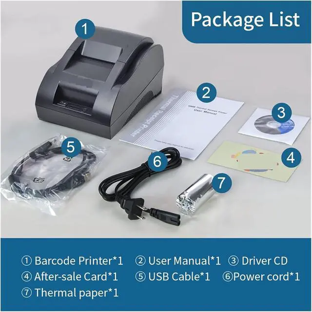 Alt view image 6 of 7 - 58IIZ Receipt Printer 58mm Small Black USB Interface Printer for Supermaket/Hospital Portable Derect Thermal Printer