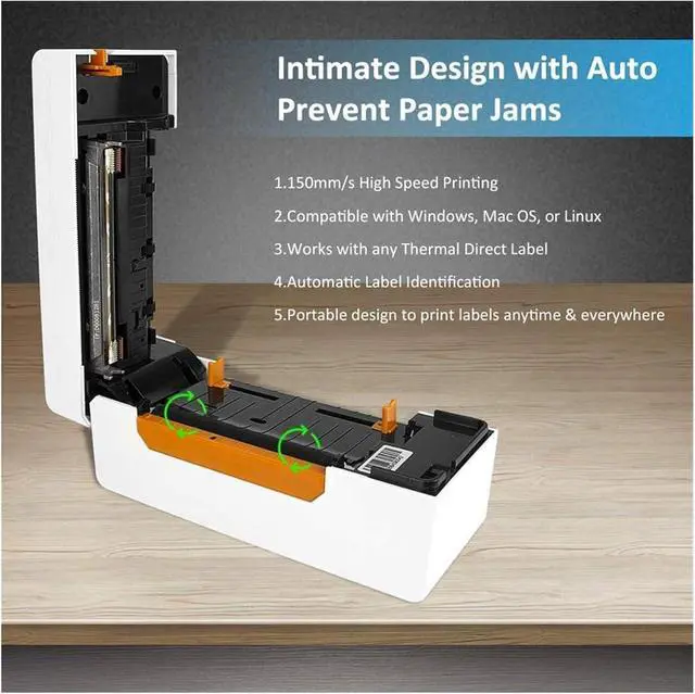 Alt view image 4 of 6 - 4 Inch Thermal Barcode Label Printer Commercial Grade High Speed Printer Compatible with USPS Barcode Printer 4x6 Printer(USB)