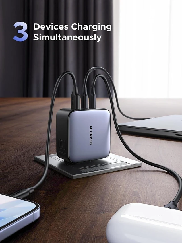 Alt view image 3 of 7 - 65W USB C Travel Adapter Foladable Fast GaN Charger with US/UK/EU 3 Plugs 3-Port International Power Adapter for MacBook Air/Pro XPS iPhone 17/16/15 iPad Galaxy S25/S24 Steam Deck