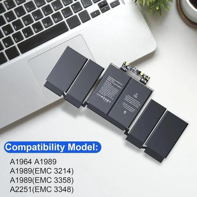 Alt view image 3 of 7 - A1964 A1989 A2251 Battery Replacement for MacBook Pro 13 Inch A1989(Mid 2018, 2019) & A2251 (2020), A1964 Laptop Battery Replacement EMC 3214 EMC 3358 EMC 3348 11.41V 58 Wh