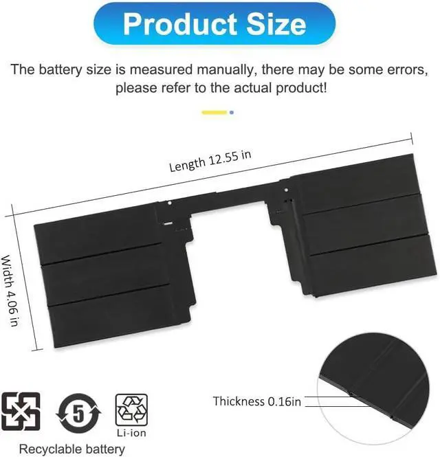 Alt view image 3 of 6 - G3HTA040H G3HTA041H Keyboard Battery Replacement for Microsoft Surface Book 2 (15-Inch, Model 1793) Performance Base Series Laptop 11.36V 62.2Wh