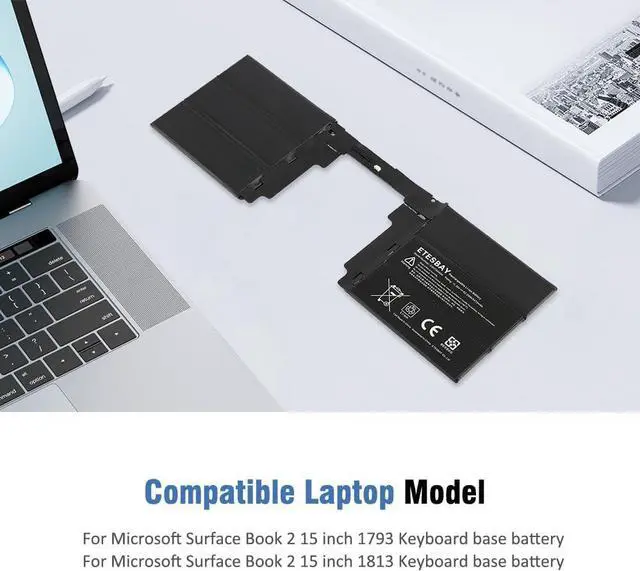 Alt view image 5 of 6 - G3HTA040H G3HTA041H Keyboard Battery Replacement for Microsoft Surface Book 2 (15-Inch, Model 1793) Performance Base Series Laptop 11.36V 62.2Wh