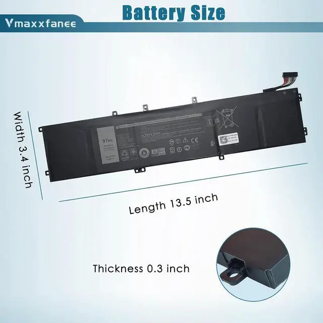 Alt view image 6 of 7 - 4K1VM Laptop Battery Replacement for Dell G7 17 7700 Series Notebook W62W6 0W62W6 9TM7D 09TM7D NCC3D 0NCC3D NYD3W 0NYD3W XYCW0 0XYCW0 V0GMT 11.4V 8070mAh 97Wh 6-Cell