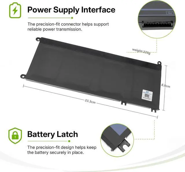 Alt view image 4 of 6 - Tanch 33YDH Laptop Battery for Dell Inspiron 17 7000 7778 7779 7786 7773